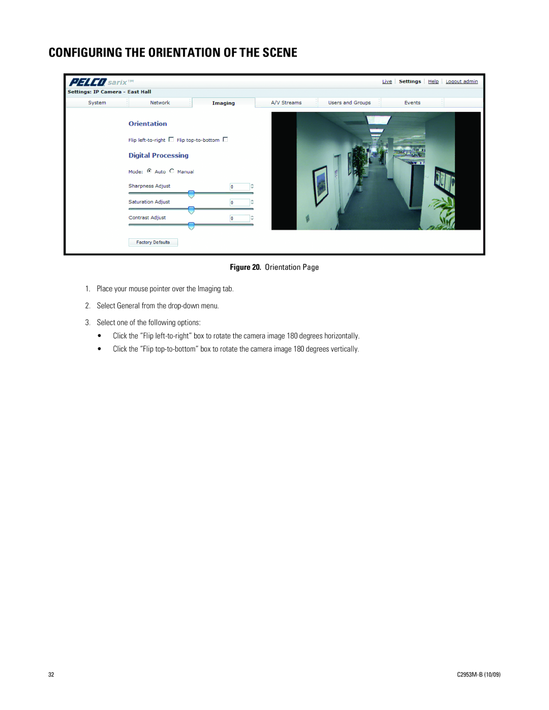 Pelco C2953M-B manual Configuring the Orientation of the Scene 