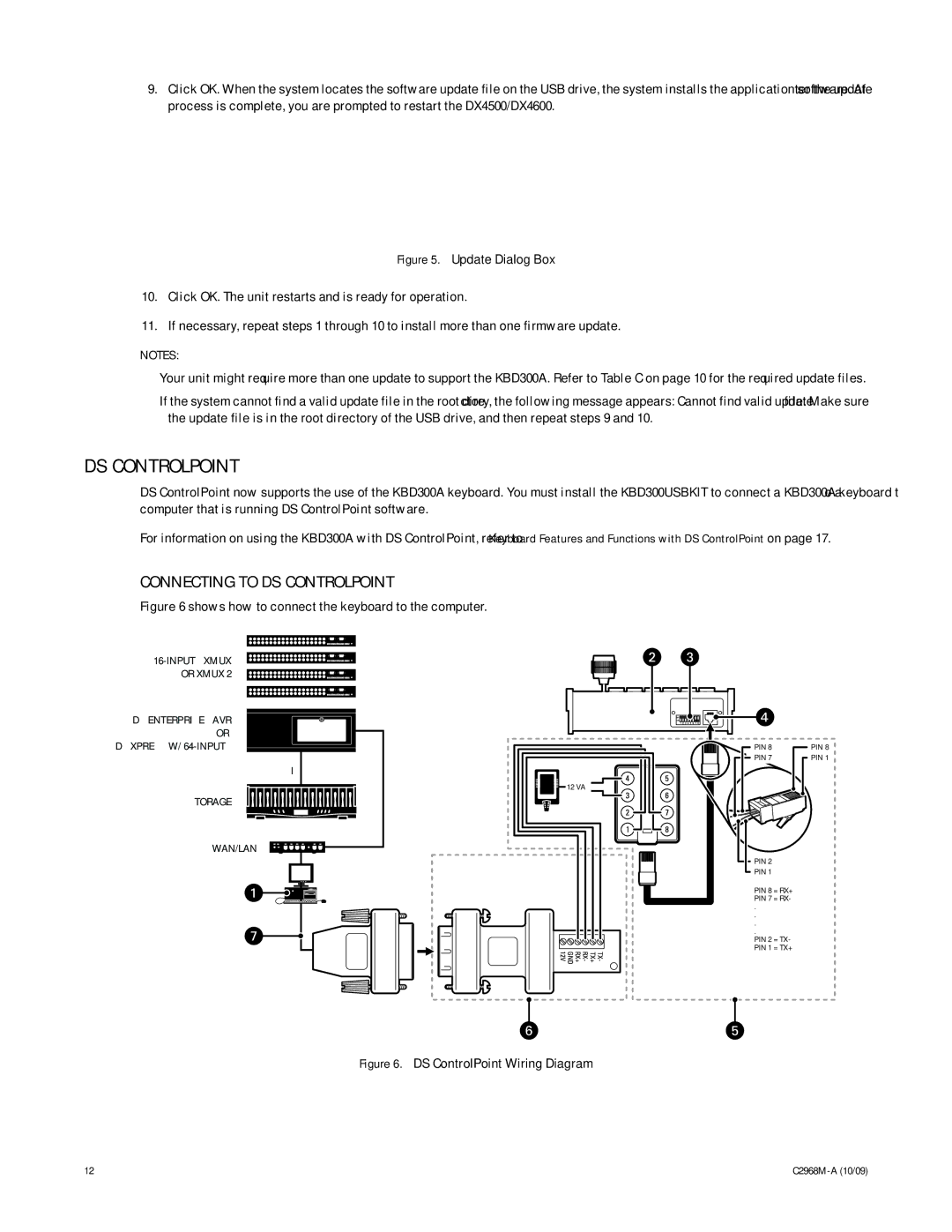 Pelco C2968M-A manual Connecting to DS Controlpoint, Shows how to connect the keyboard to the computer 