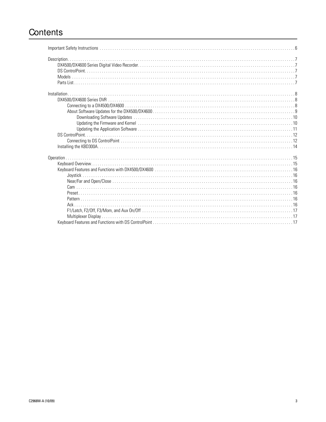 Pelco C2968M-A manual Contents 