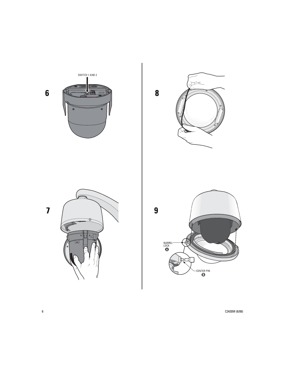 Pelco C3420M manual Switch 1 Barrel Lock Center PIN 