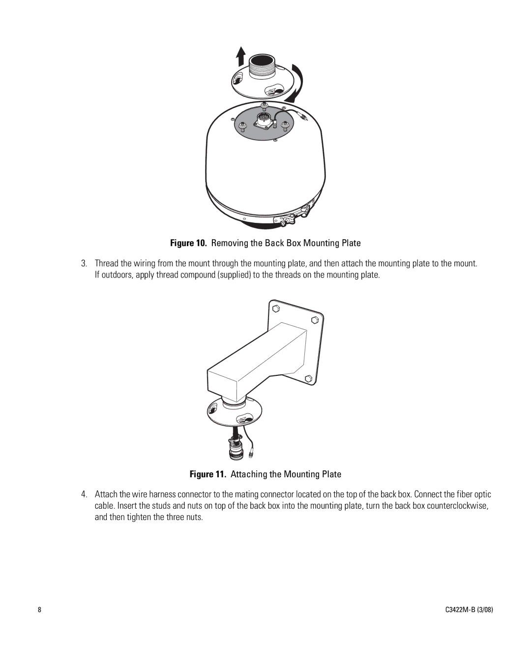 Pelco C3422M-B manual Removing the Back Box Mounting Plate 