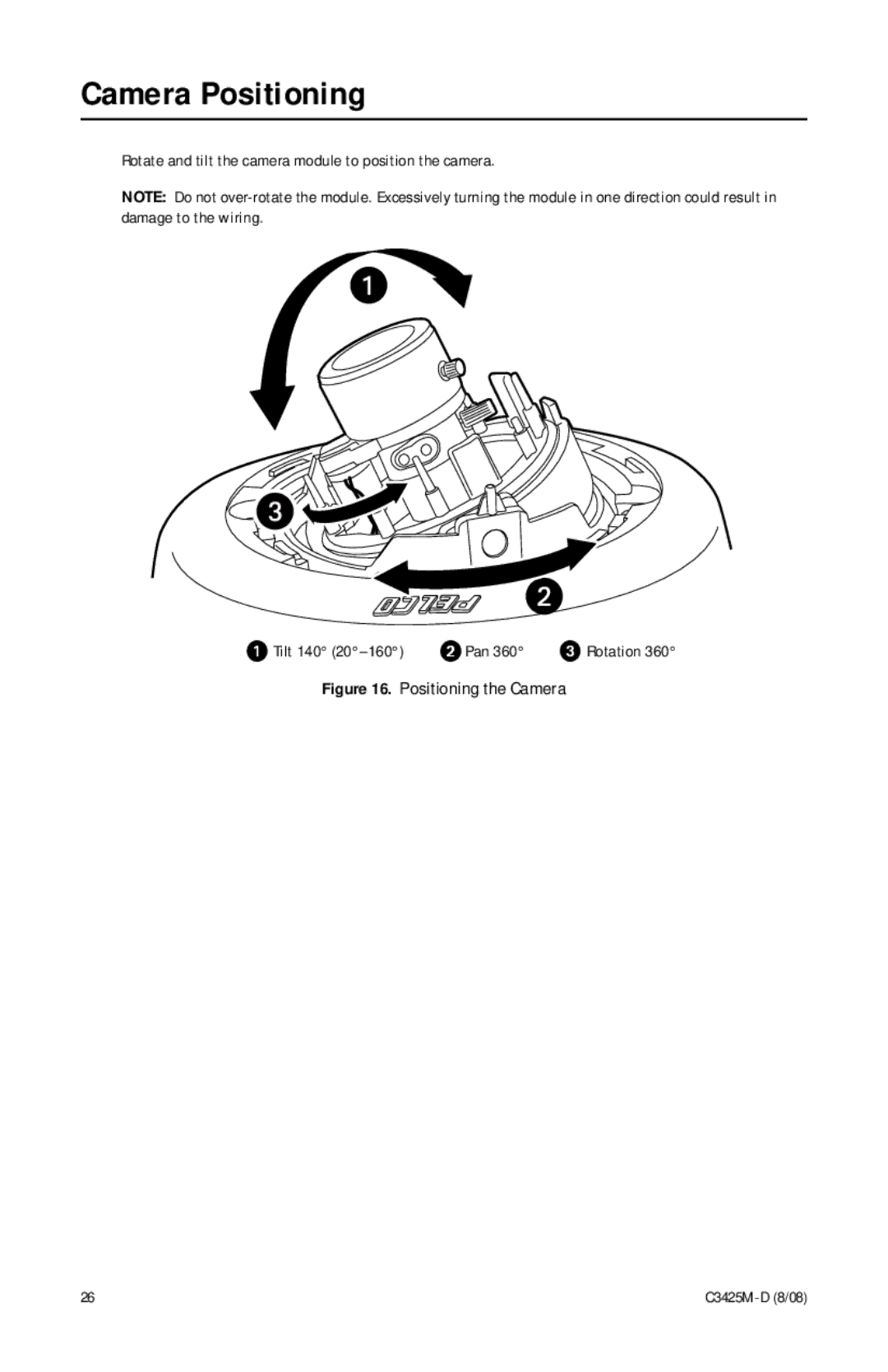 Pelco C3425M-D manual Camera Positioning, Positioning the Camera 