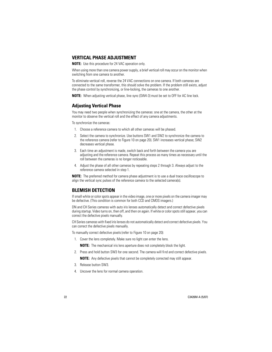 Pelco C3426M-A (5/07) manual Vertical Phase Adjustment 