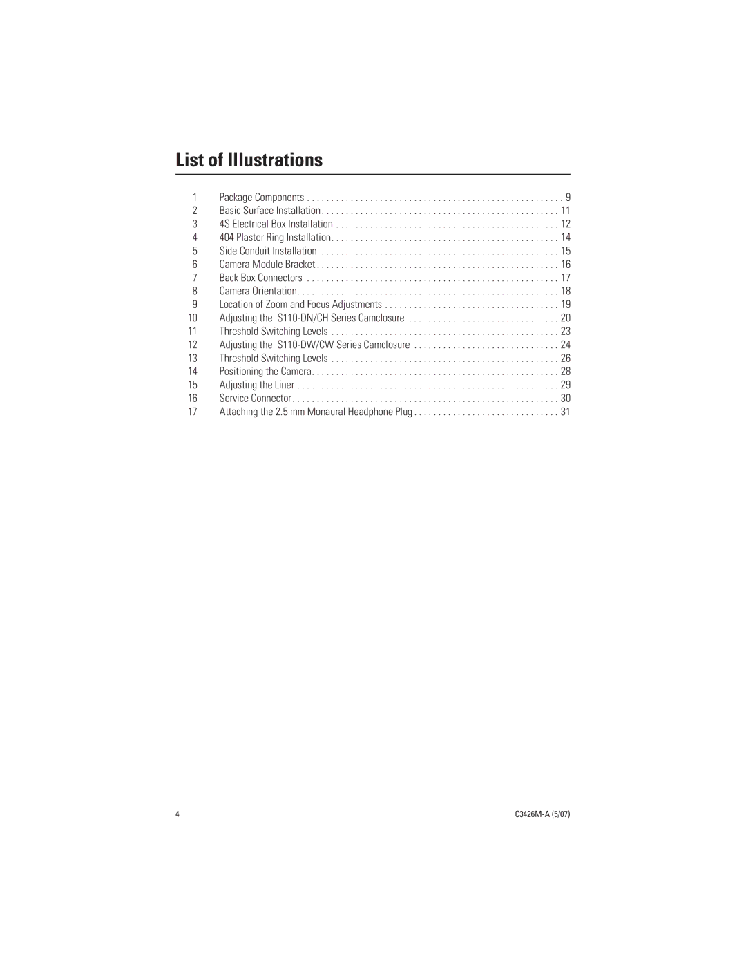 Pelco C3426M-A (5/07) manual List of Illustrations 