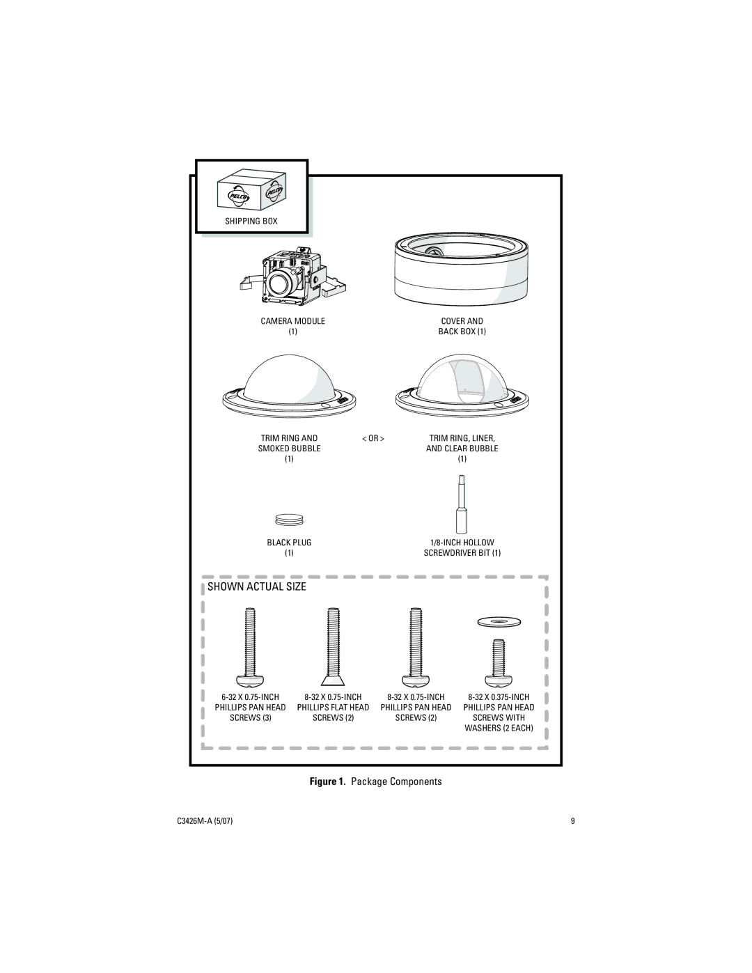 Pelco C3426M-A (5/07) manual Shown Actual Size 