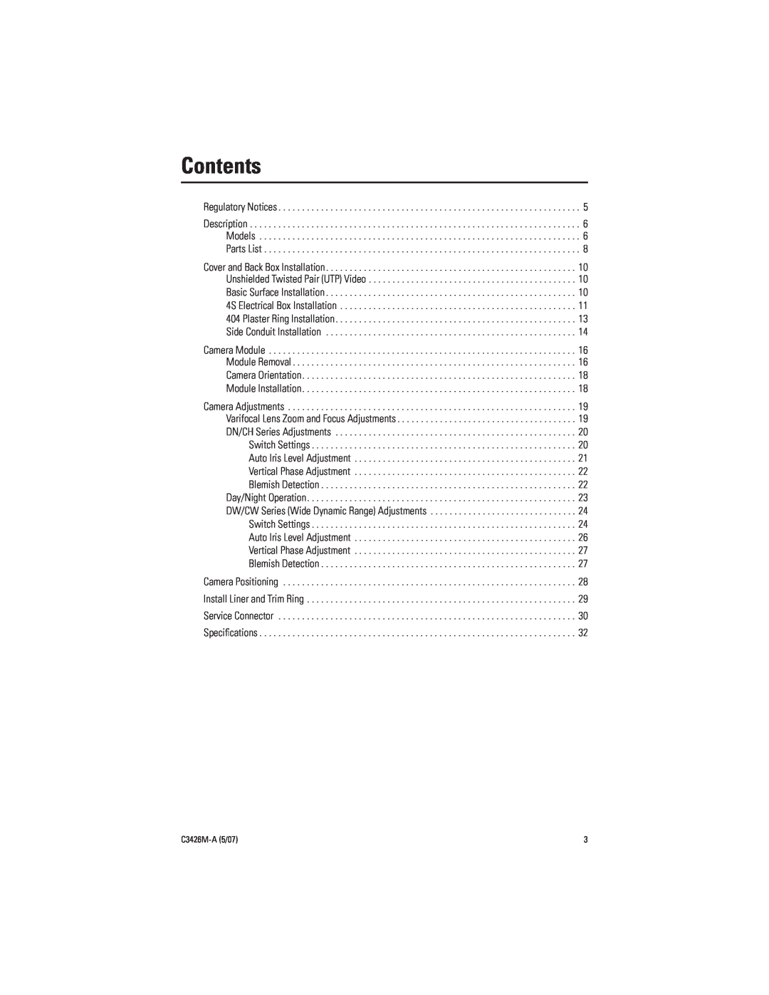 Pelco C3426M-A (5/07) manual Contents 