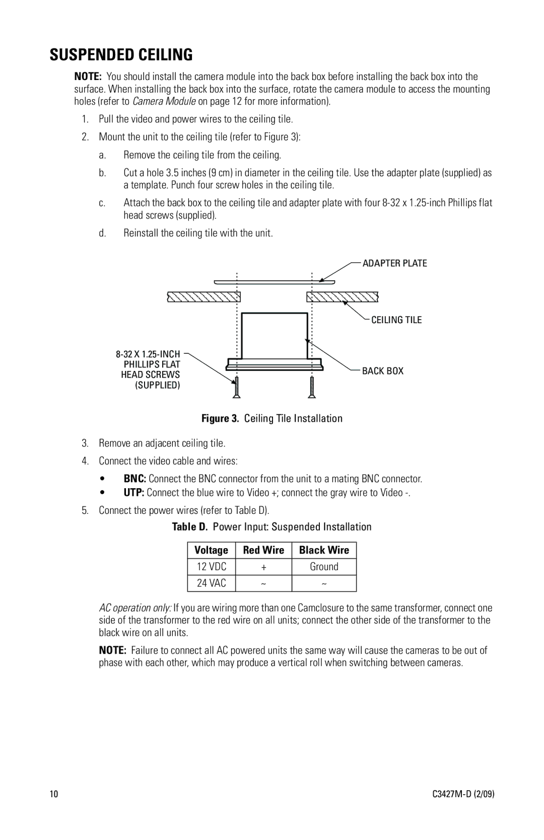 Pelco C3427M-D (2/09) manual Suspended Ceiling 