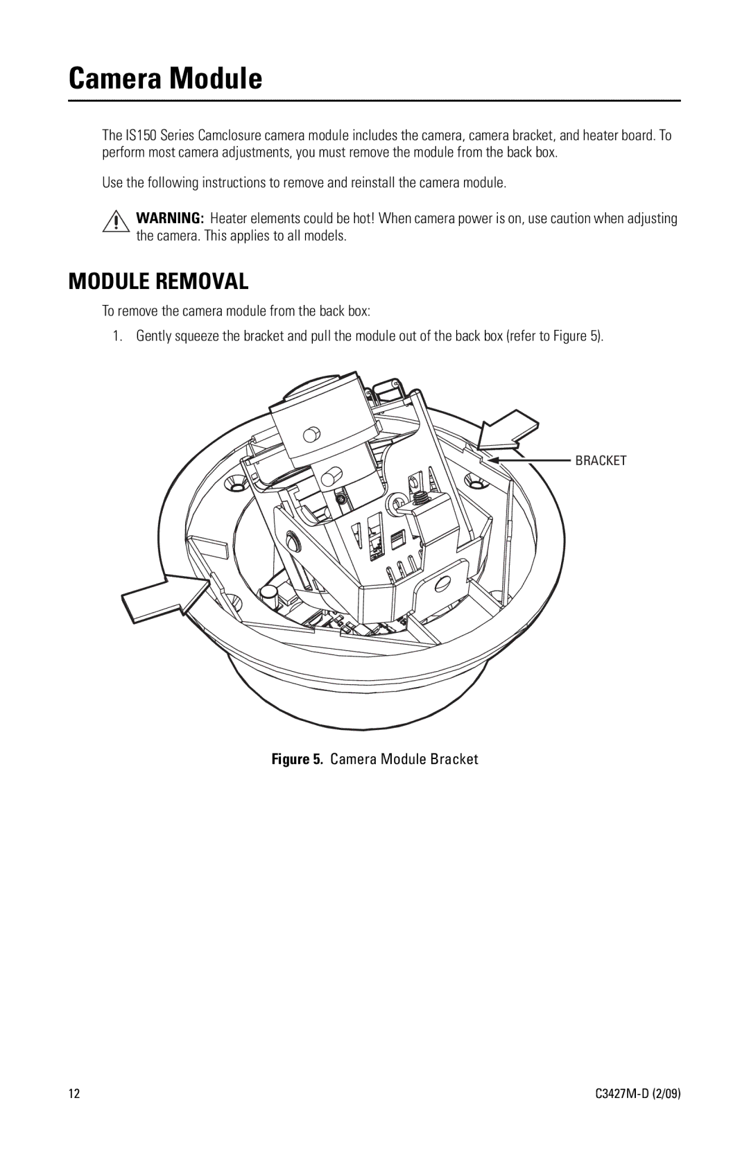 Pelco C3427M-D (2/09) manual Camera Module, Module Removal 