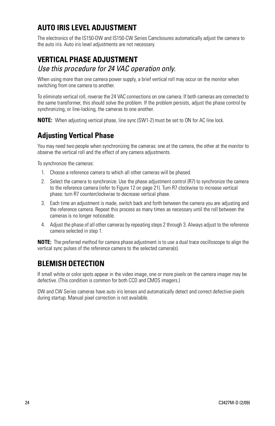 Pelco C3427M-D (2/09) manual Auto Iris Level Adjustment 