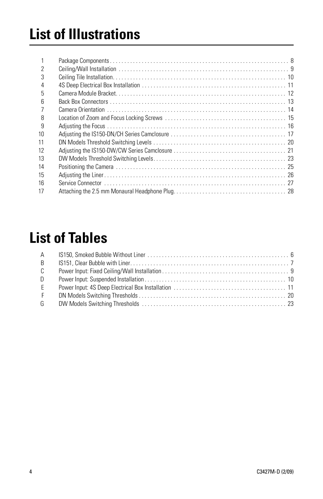 Pelco C3427M-D (2/09) manual List of Illustrations 