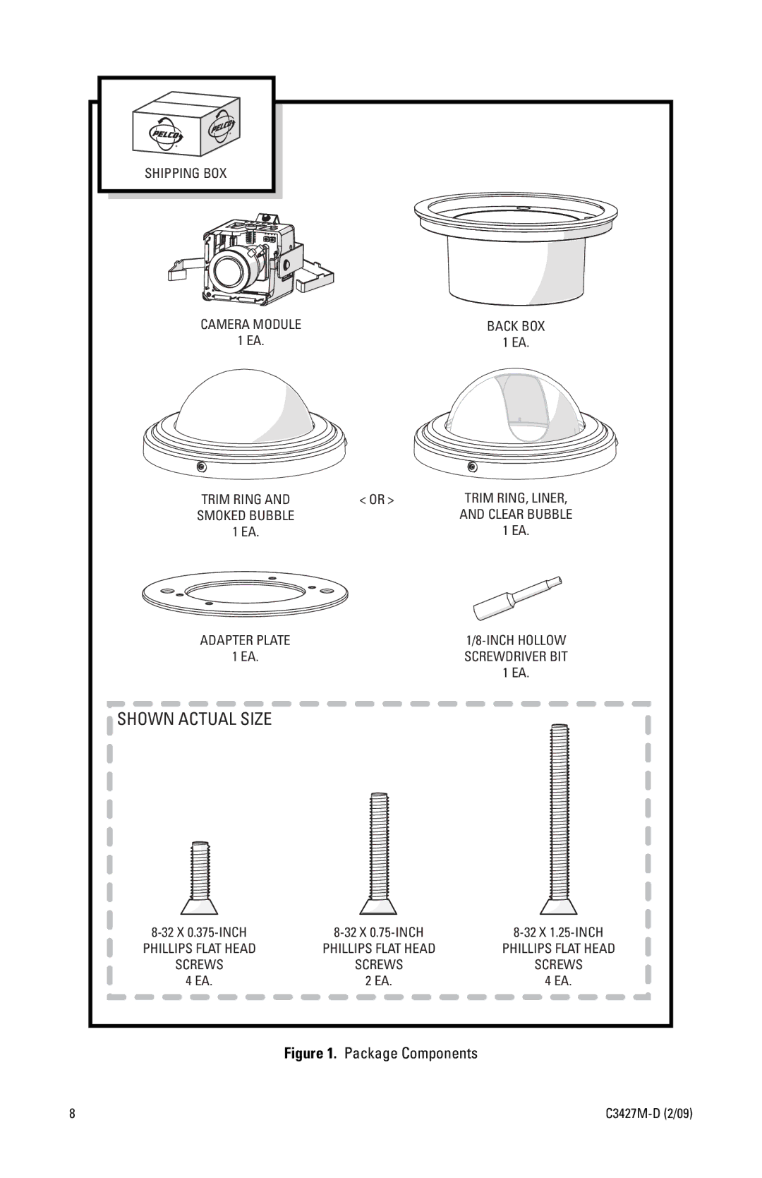 Pelco C3427M-D (2/09) manual Shown Actual Size 