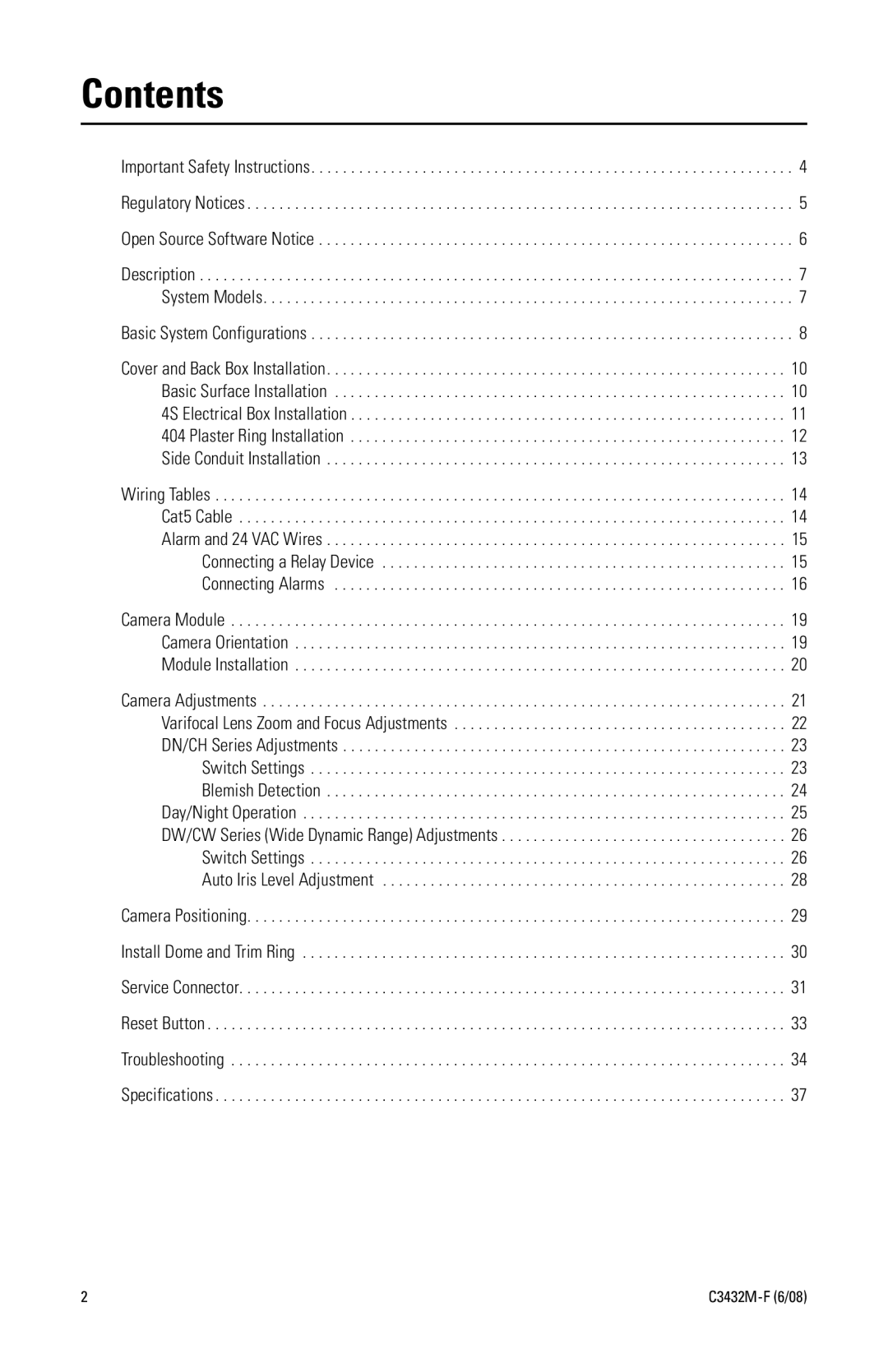 Pelco C3432M-F manual Contents 