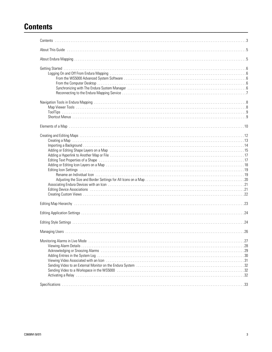 Pelco C3608M (9/07) manual Contents 