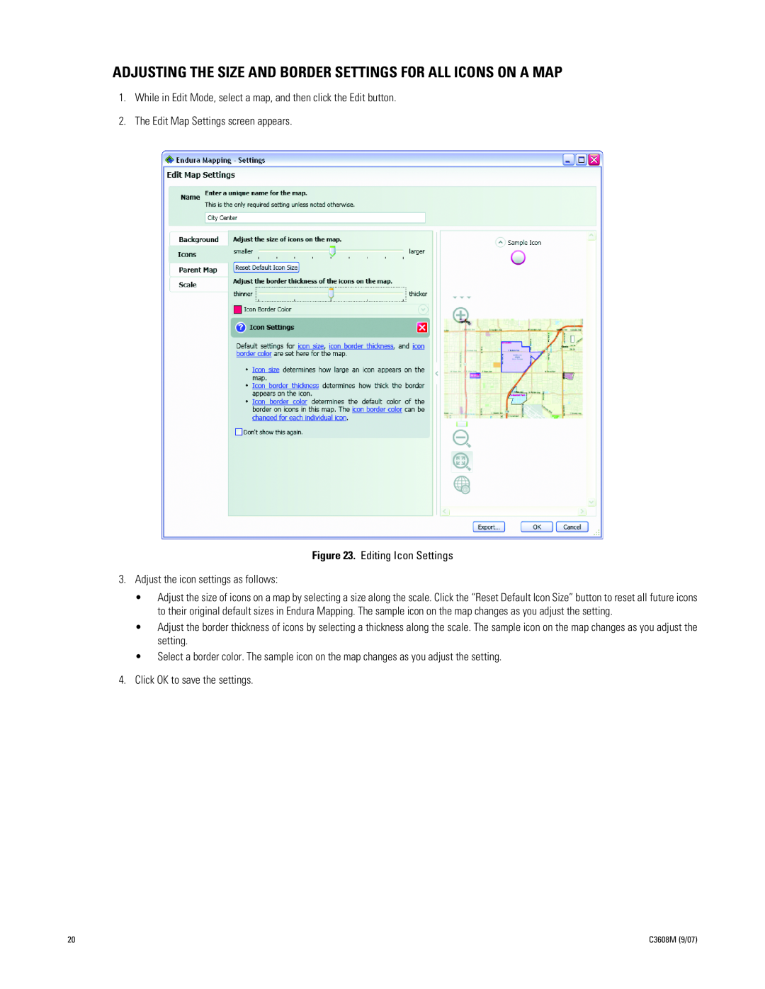 Pelco C3608M (9/07) manual The Edit Map Settings screen appears 