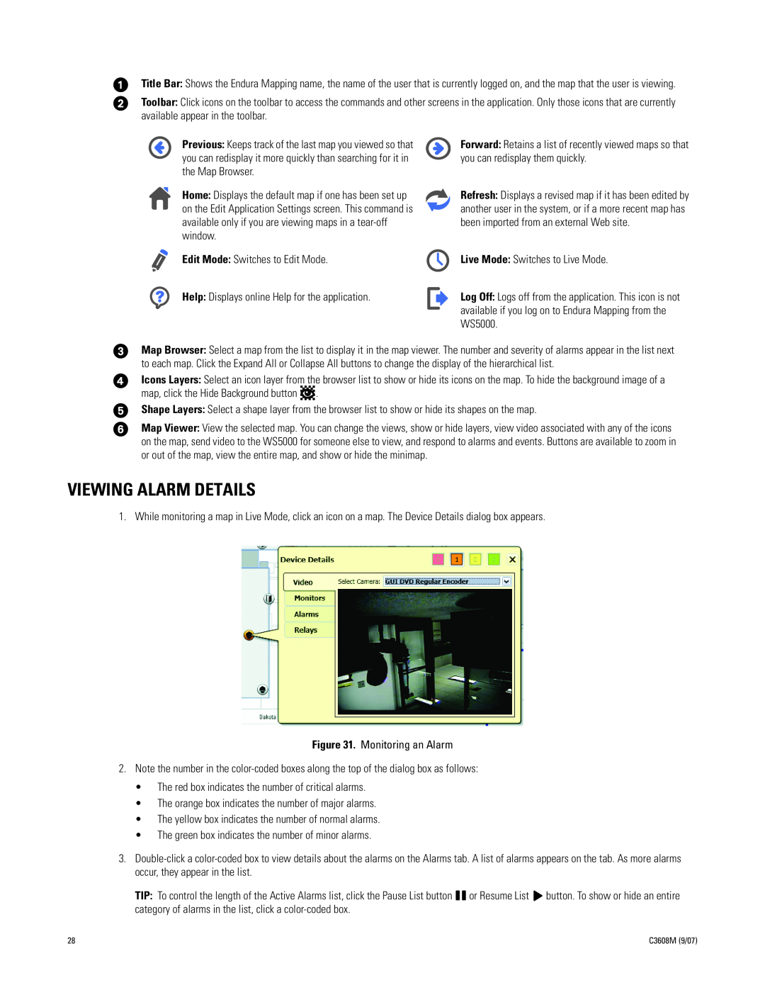 Pelco C3608M (9/07) manual Viewing Alarm Details 