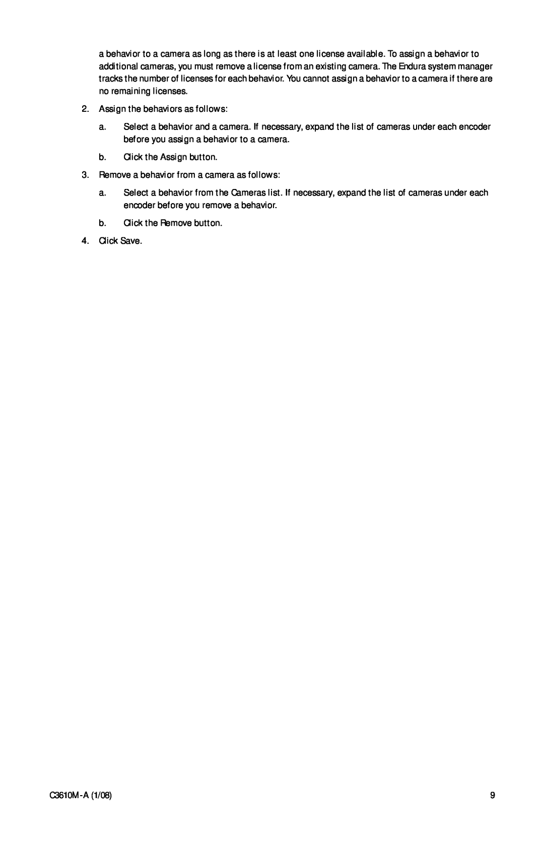 Pelco C3610m-a(1/08) manual Assign the behaviors as follows 