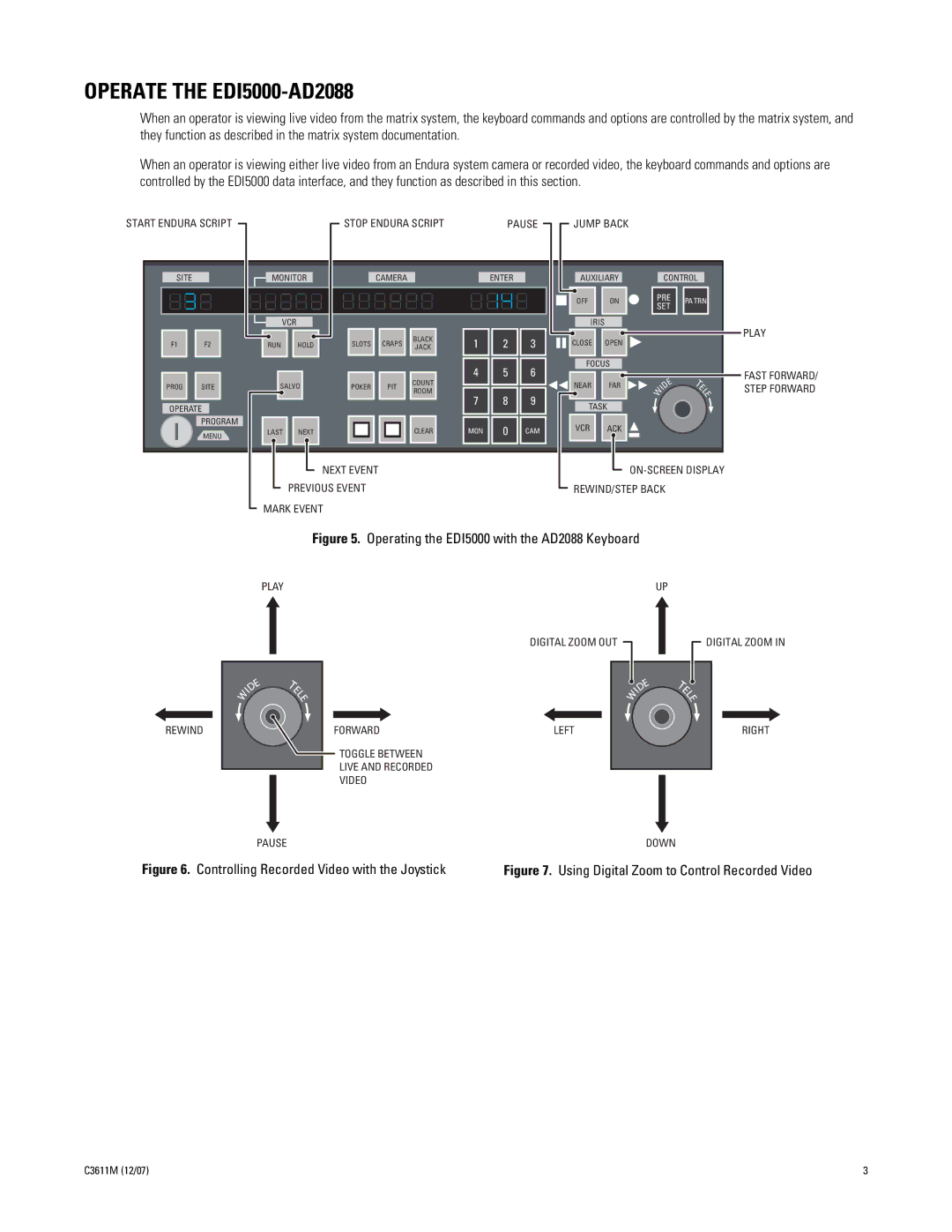 Pelco C3611M quick start Operate the EDI5000-AD2088, Jump Back 