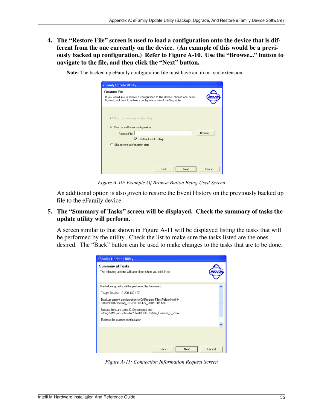 Pelco c3653m-a manual Figure A-11 Connection Information Request Screen 