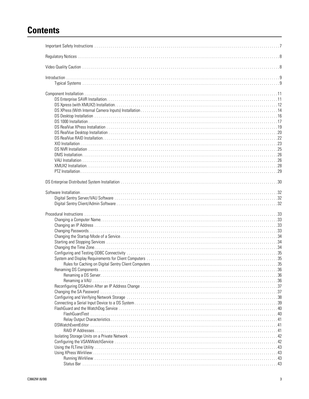 Pelco C3662M installation manual Contents 