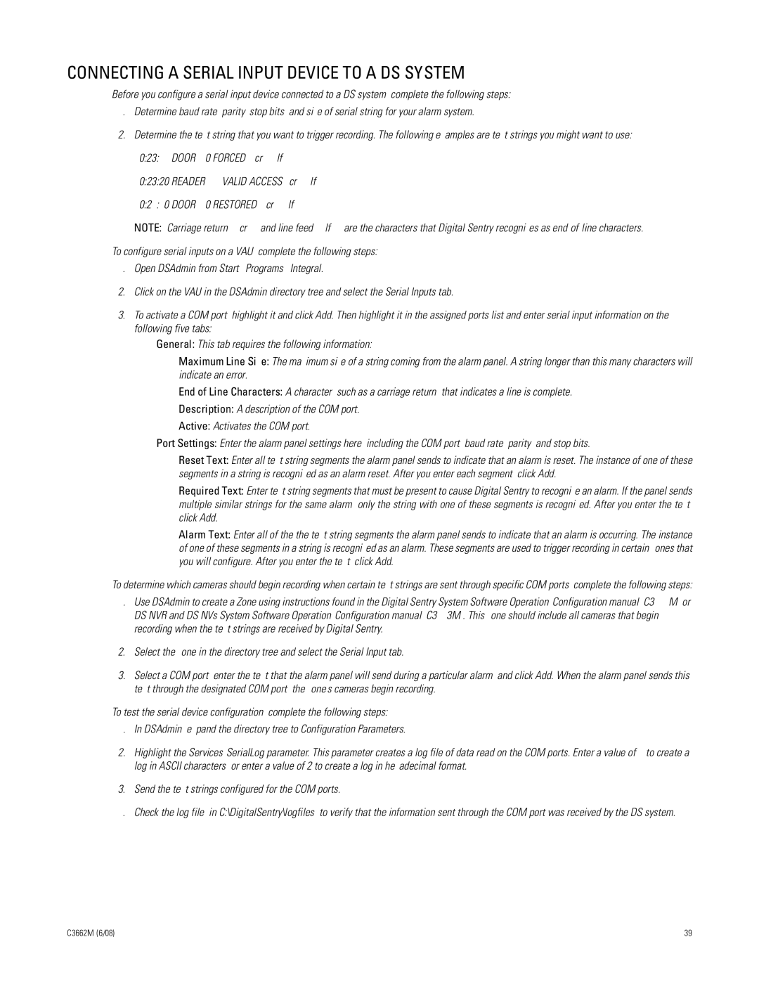 Pelco C3662M installation manual Connecting a Serial Input Device to a DS System 