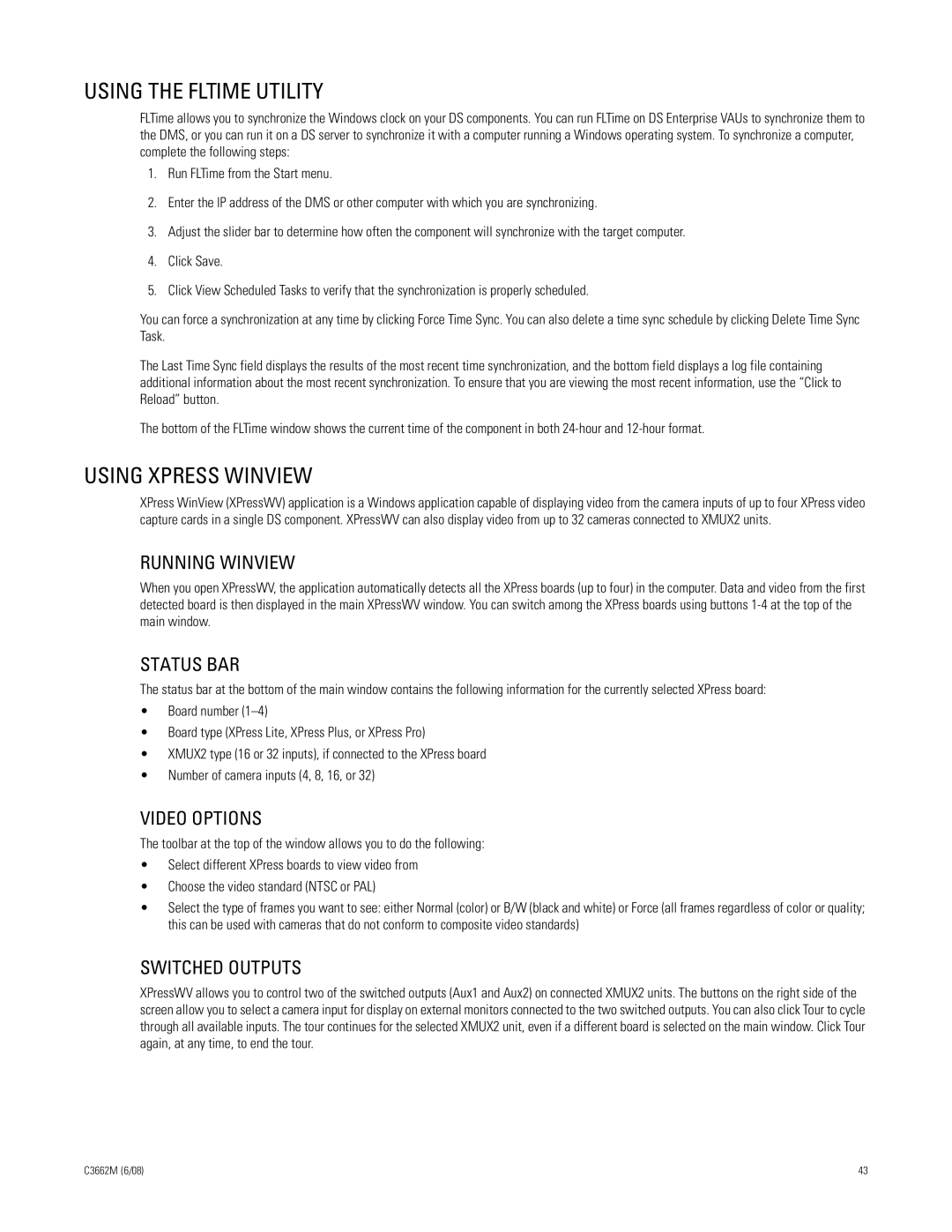 Pelco C3662M installation manual Using the Fltime Utility, Using Xpress Winview 