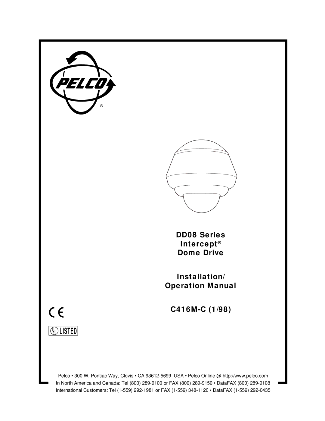 Pelco C416M-C operation manual Listed 