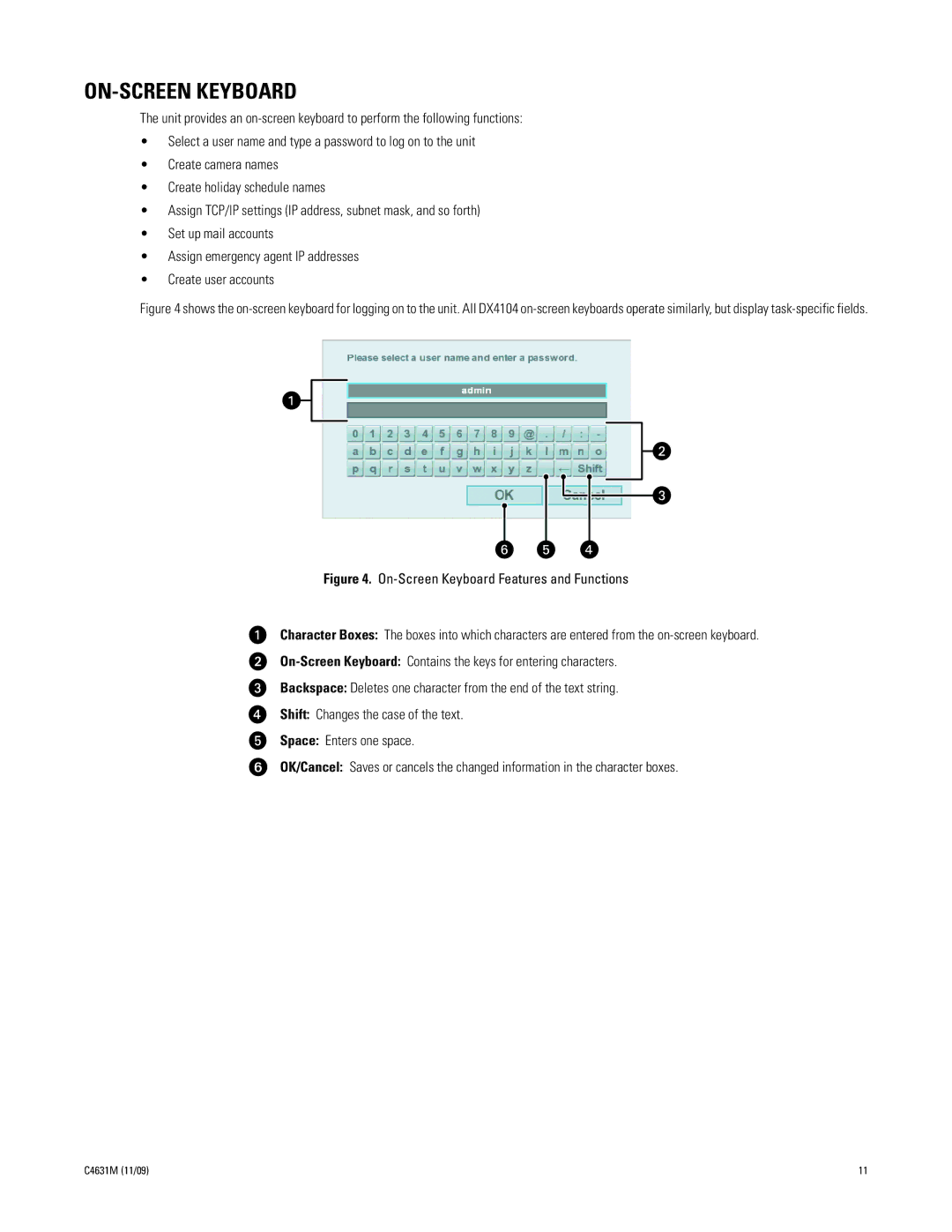 Pelco C4631M manual ON-SCREEN Keyboard 