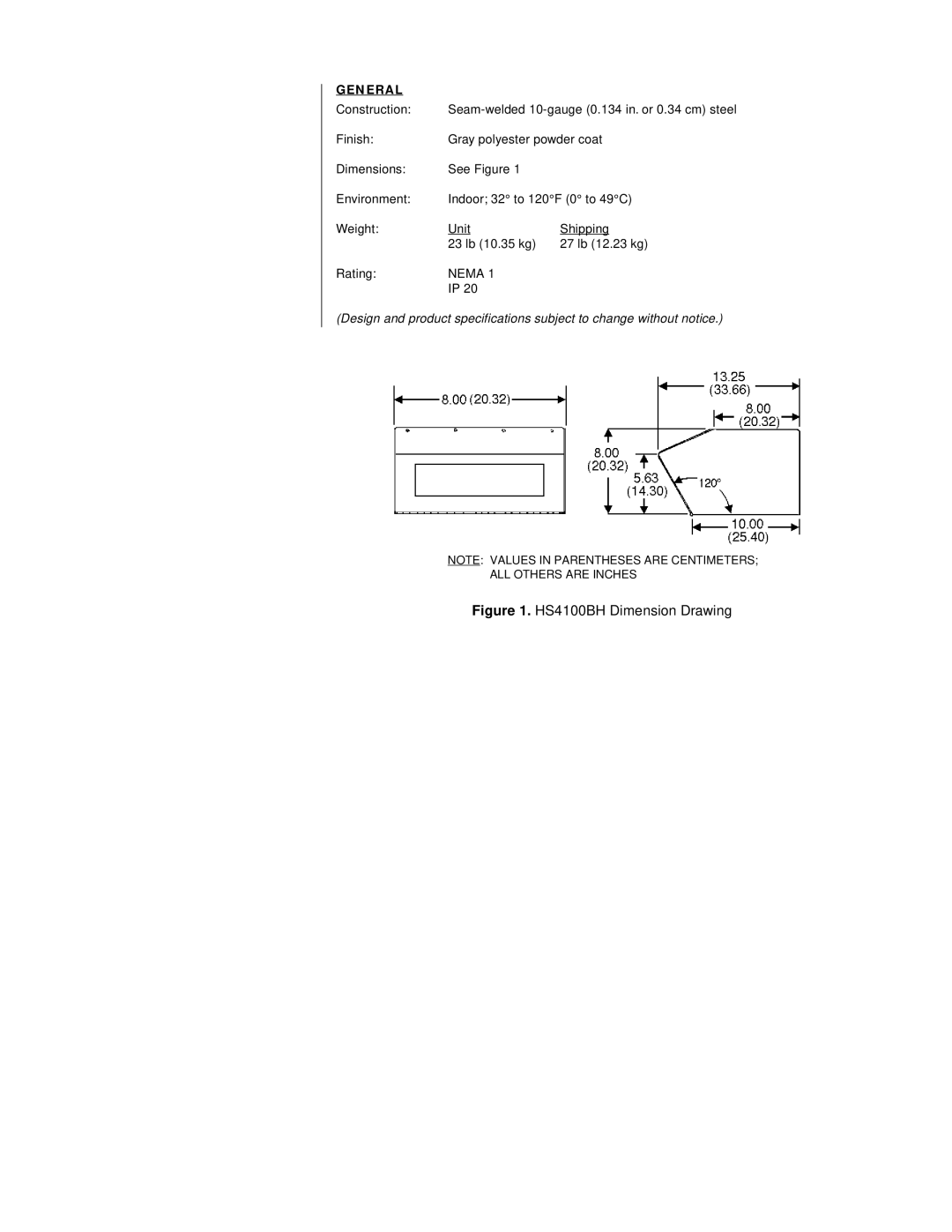 Pelco C491M-D dimensions HS4100BH Dimension Drawing, General 