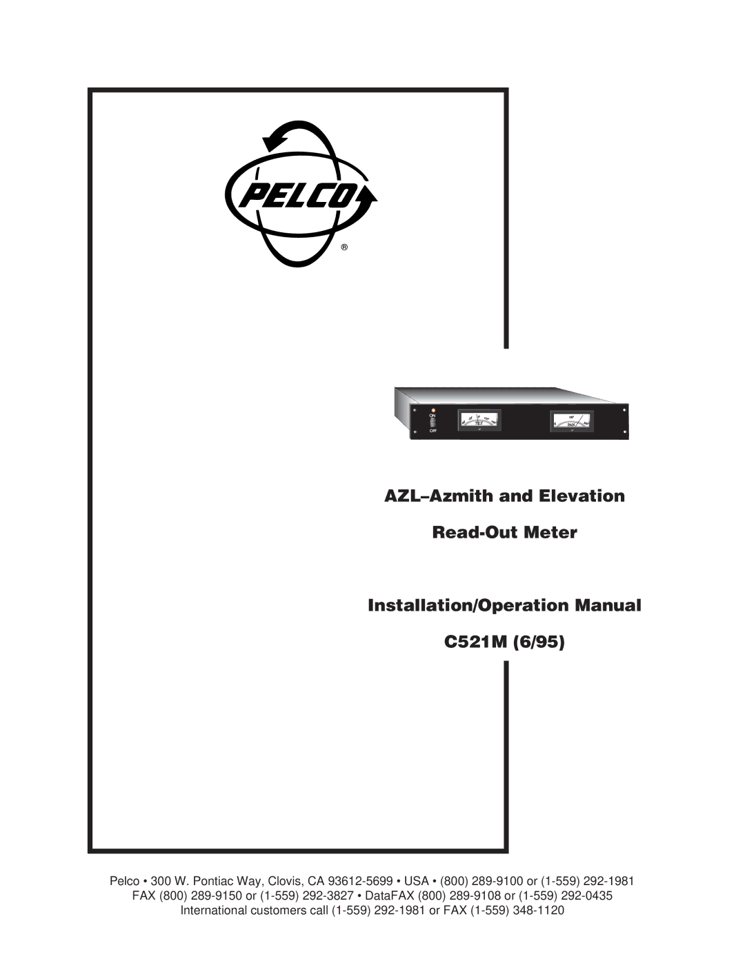 Pelco C521M operation manual AZL-Azmith and Elevation 