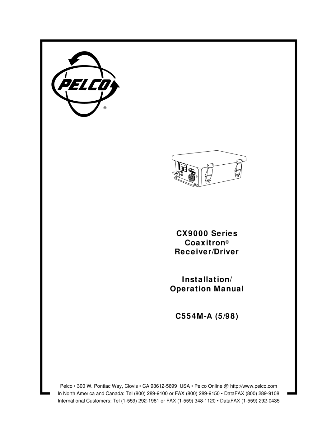 Pelco C554M-A (5/98) operation manual 