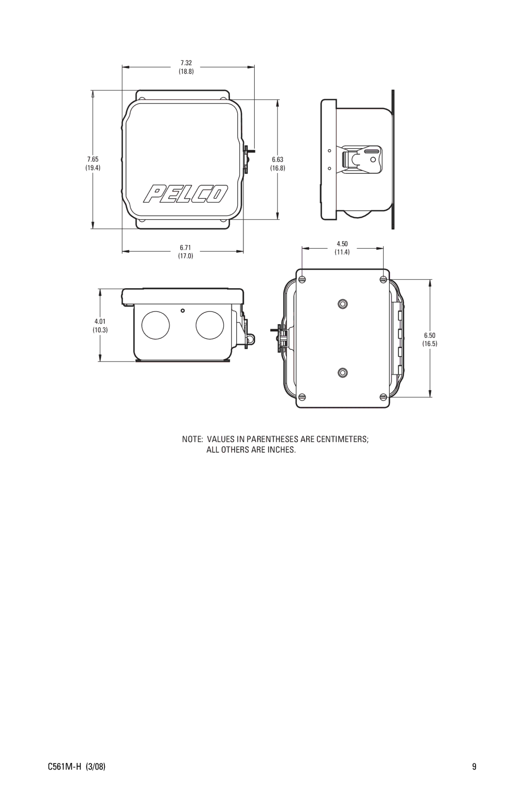 Pelco c561m-h manual 19.4 10.3 18.8 16.8 17.0 