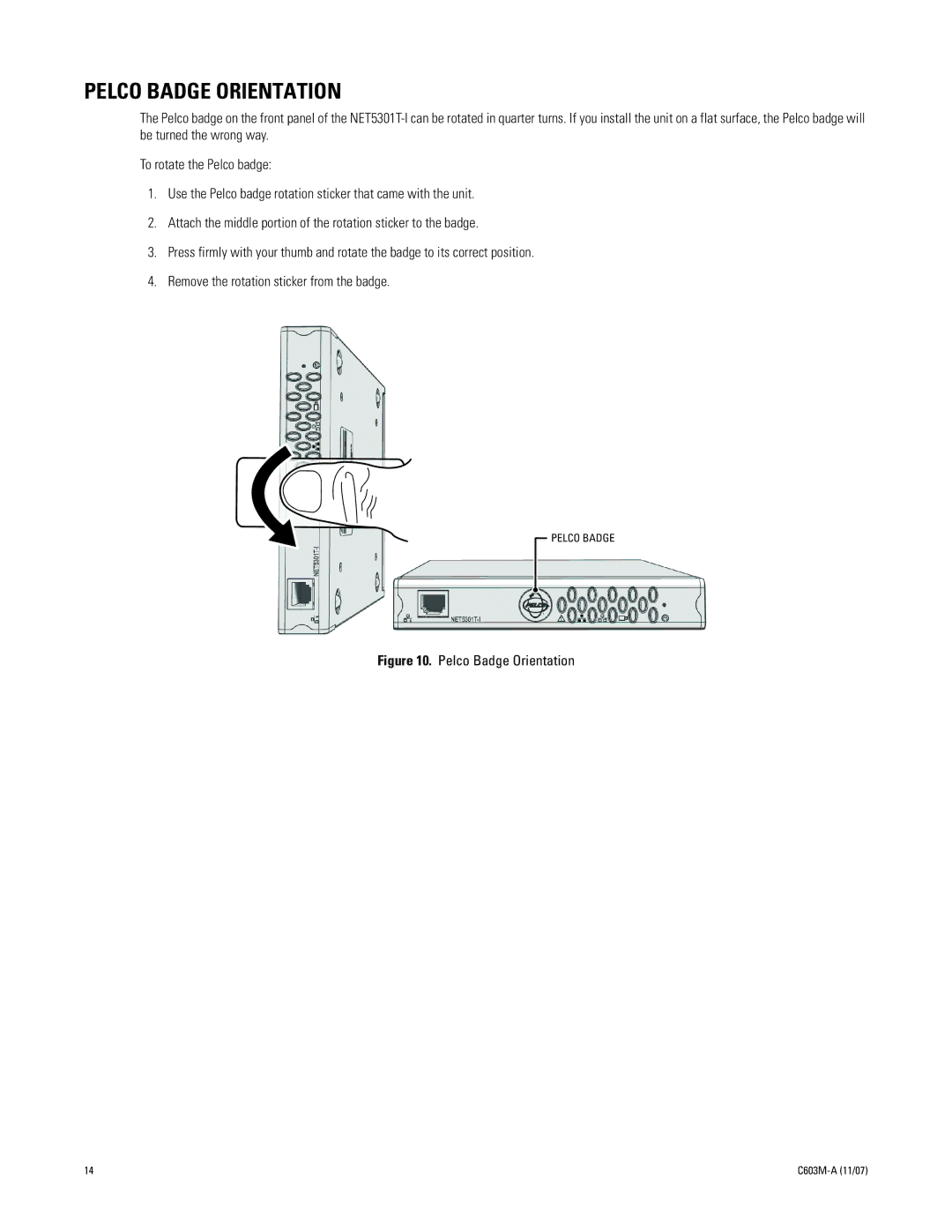 Pelco C603M-A (11/07) manual Pelco Badge Orientation 