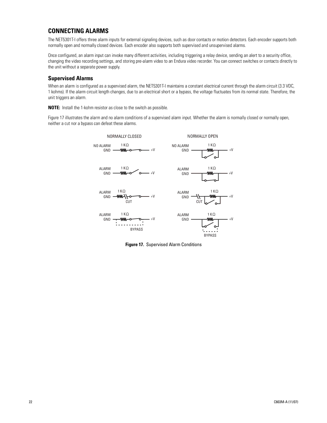 Pelco C603M-A (11/07) manual Connecting Alarms 