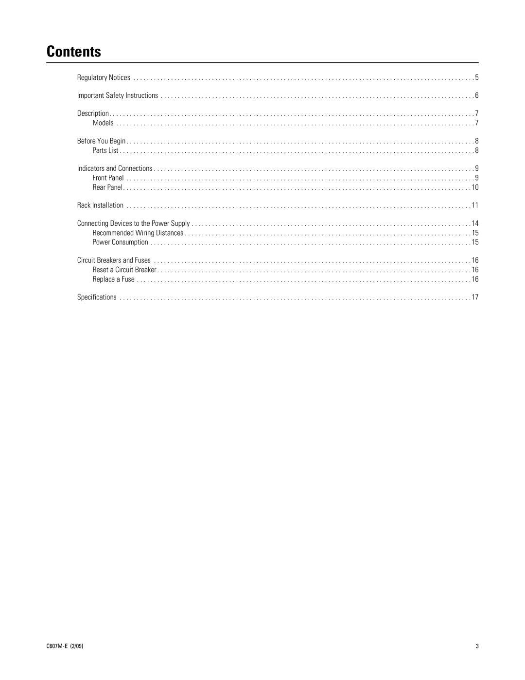 Pelco C607M-E manual Contents 