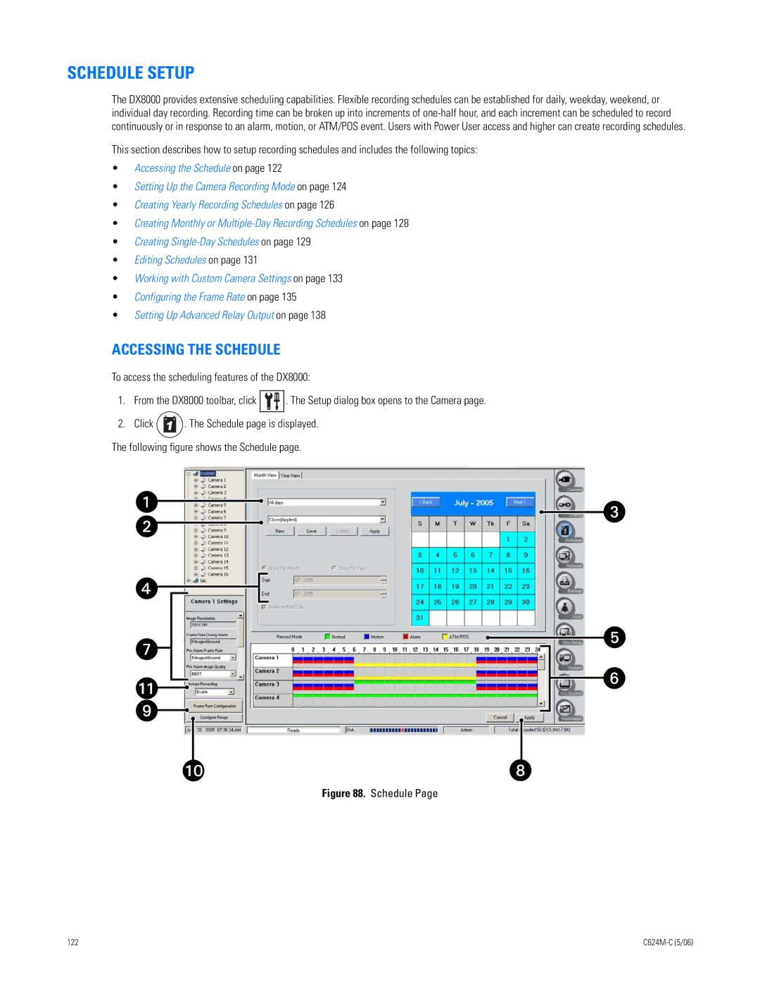 Pelco C624M-C (5/06) manual Schedule Setup, Accessing the Schedule 