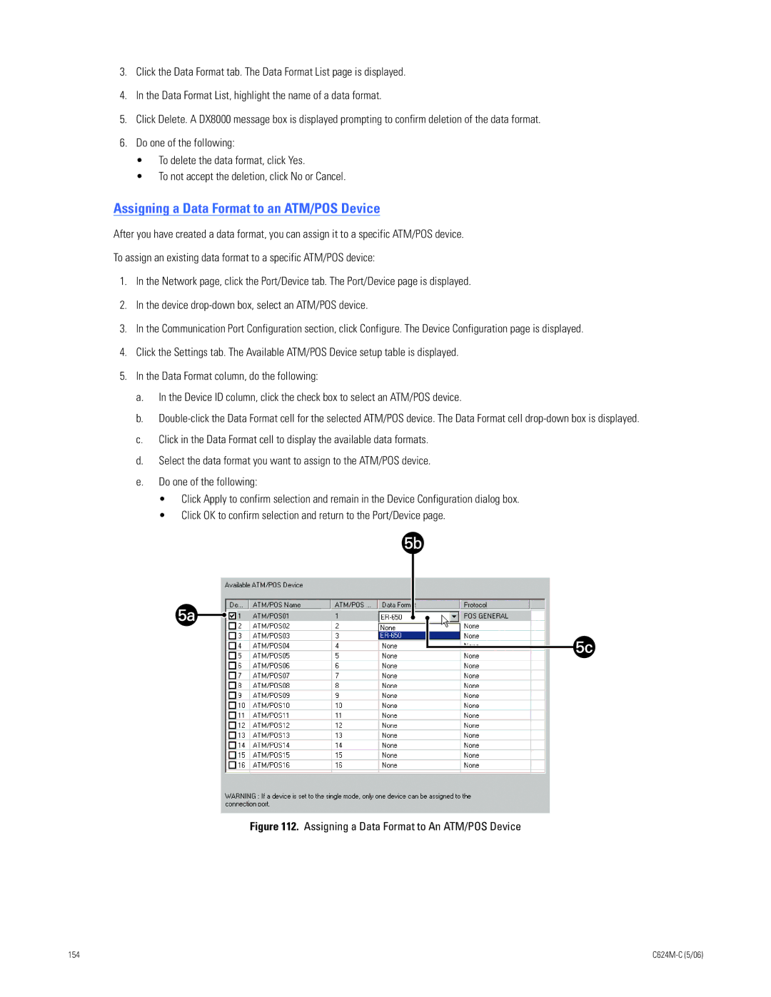 Pelco C624M-C (5/06) manual Assigning a Data Format to an ATM/POS Device, Assigning a Data Format to An ATM/POS Device 