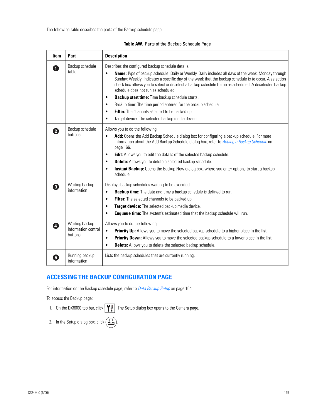 Pelco C624M-C (5/06) manual Accessing the Backup Configuration 