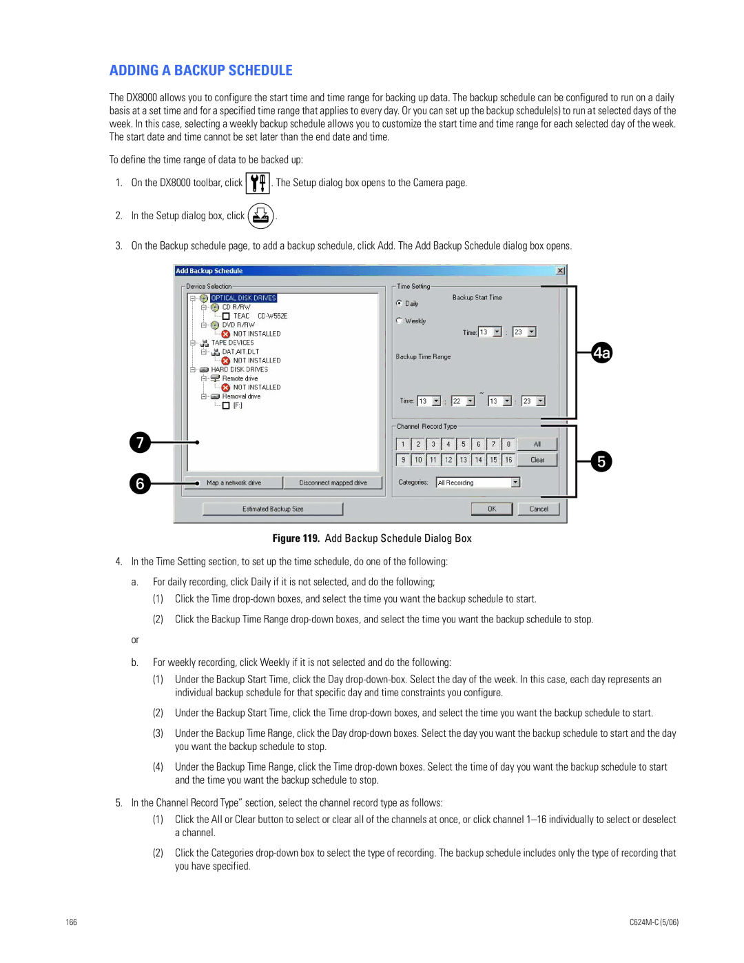 Pelco C624M-C (5/06) manual Adding a Backup Schedule 