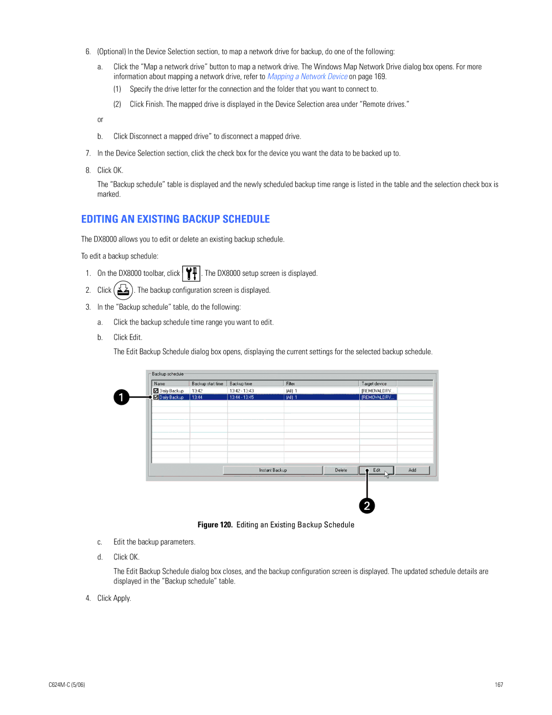 Pelco C624M-C (5/06) manual Editing AN Existing Backup Schedule 