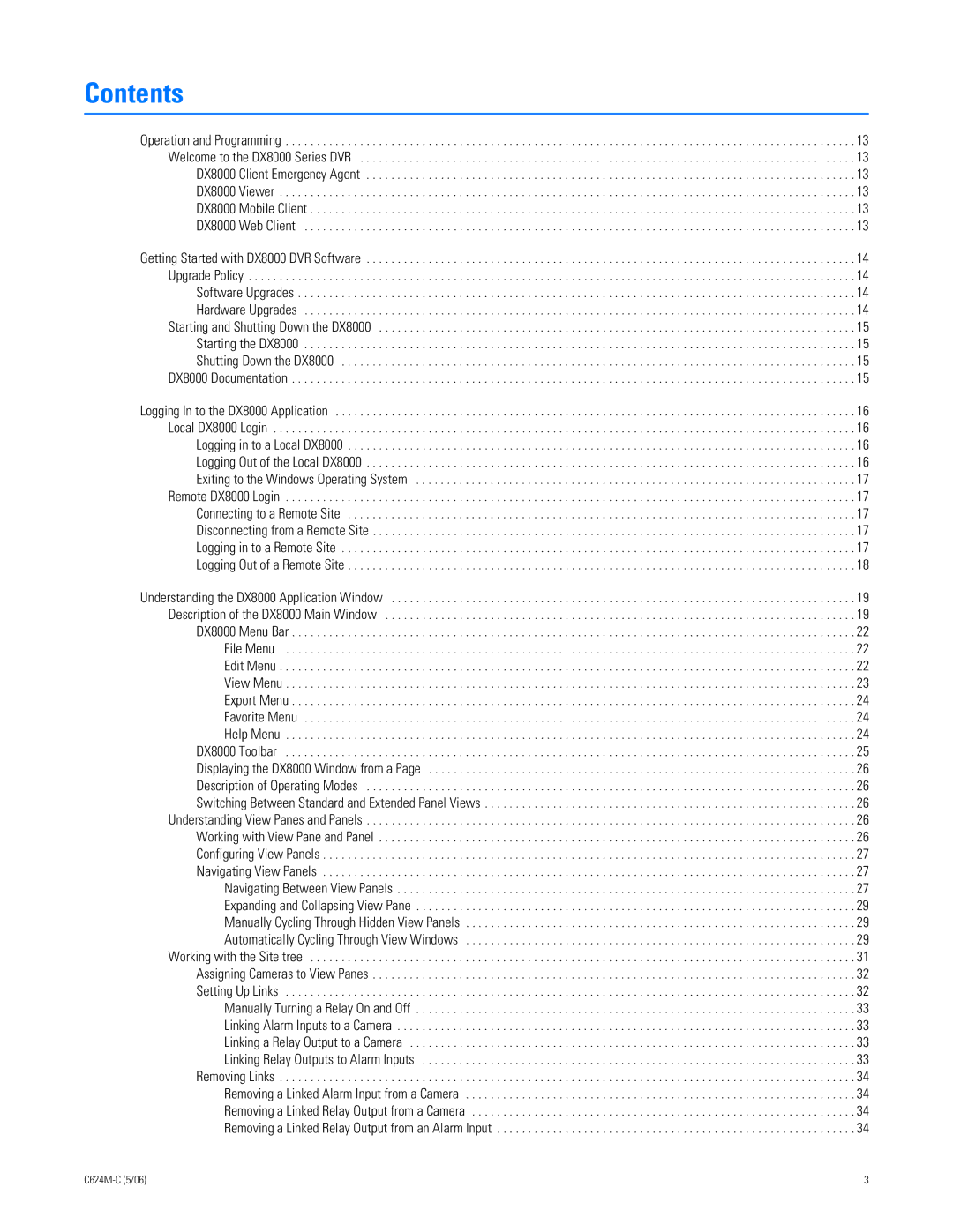 Pelco C624M-C (5/06) manual Contents 