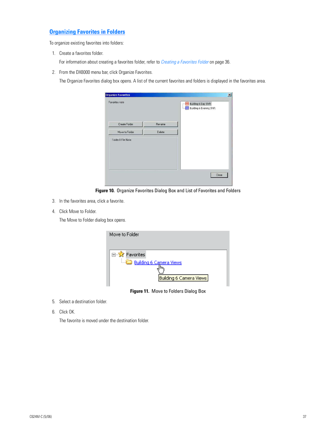 Pelco C624M-C (5/06) manual Organizing Favorites in Folders 