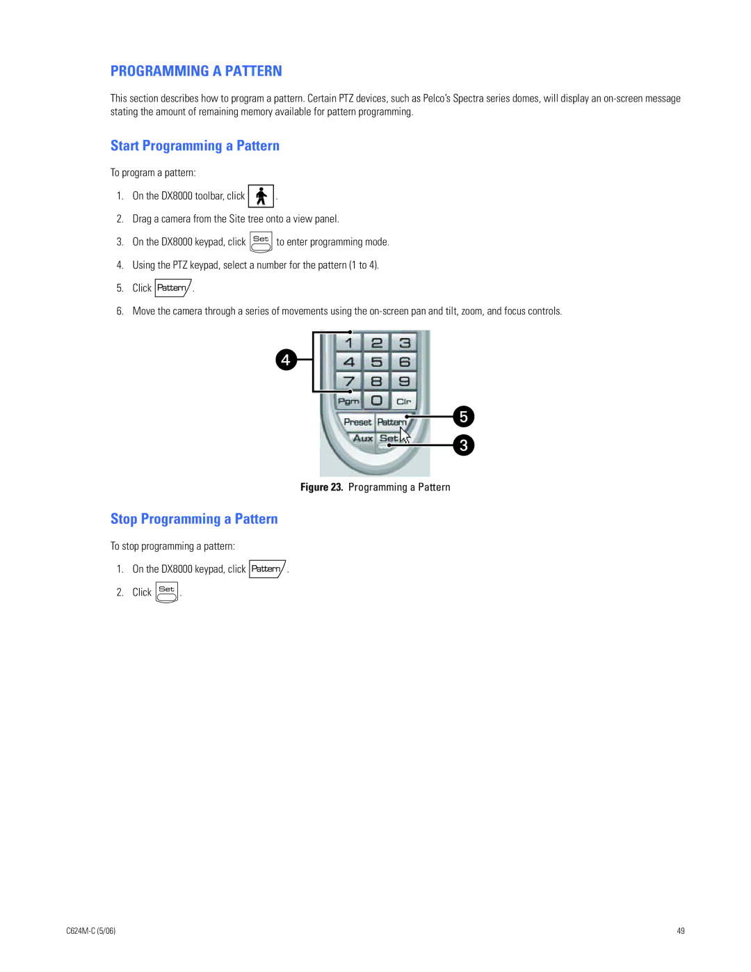 Pelco C624M-C (5/06) manual Programming a Pattern 