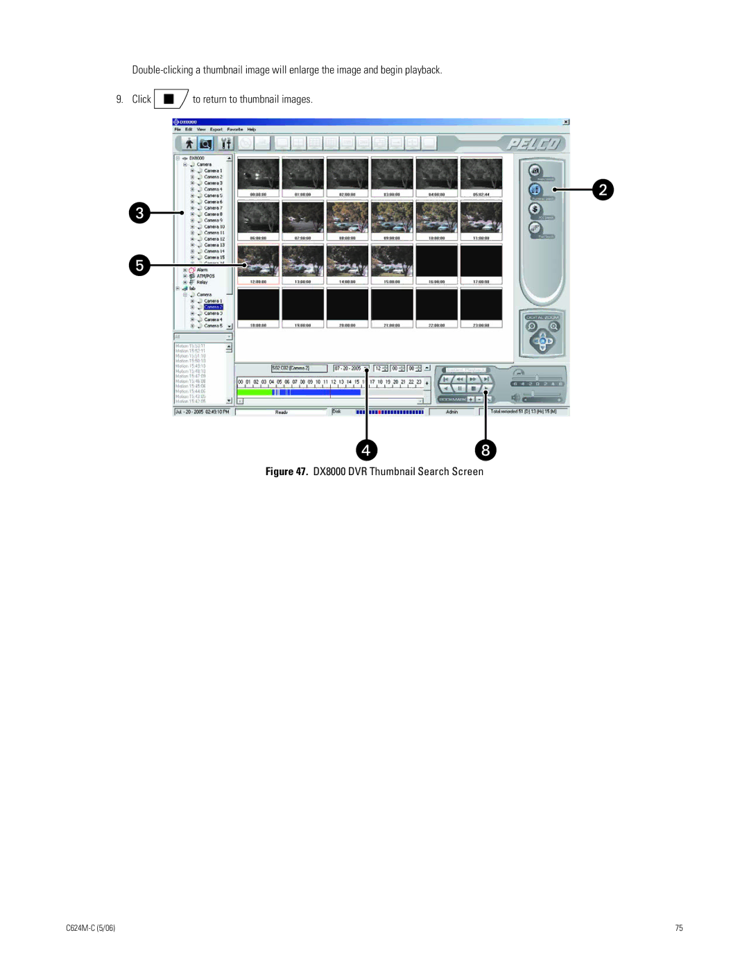 Pelco C624M-C (5/06) manual DX8000 DVR Thumbnail Search Screen 