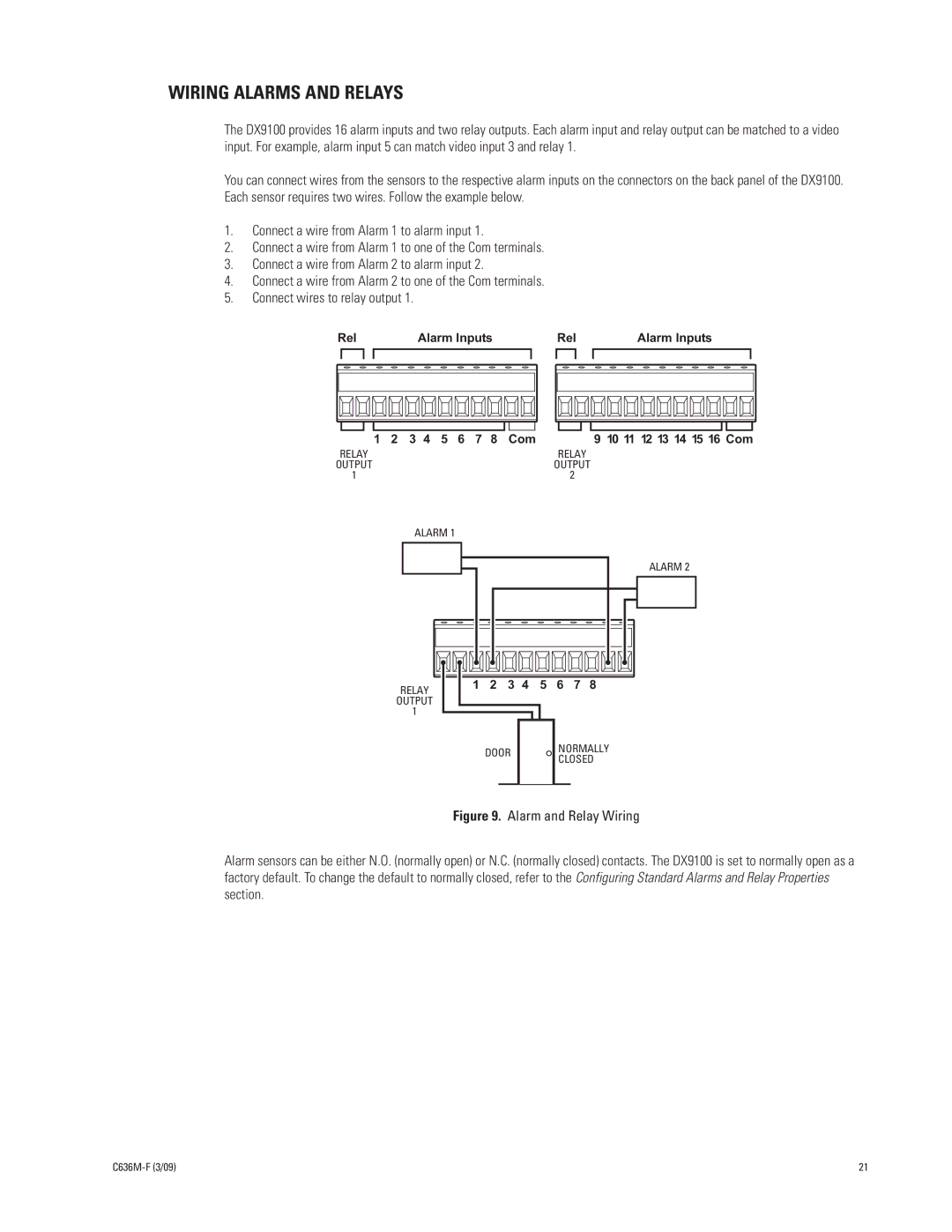 Pelco C636M-F manual Wiring Alarms and Relays 