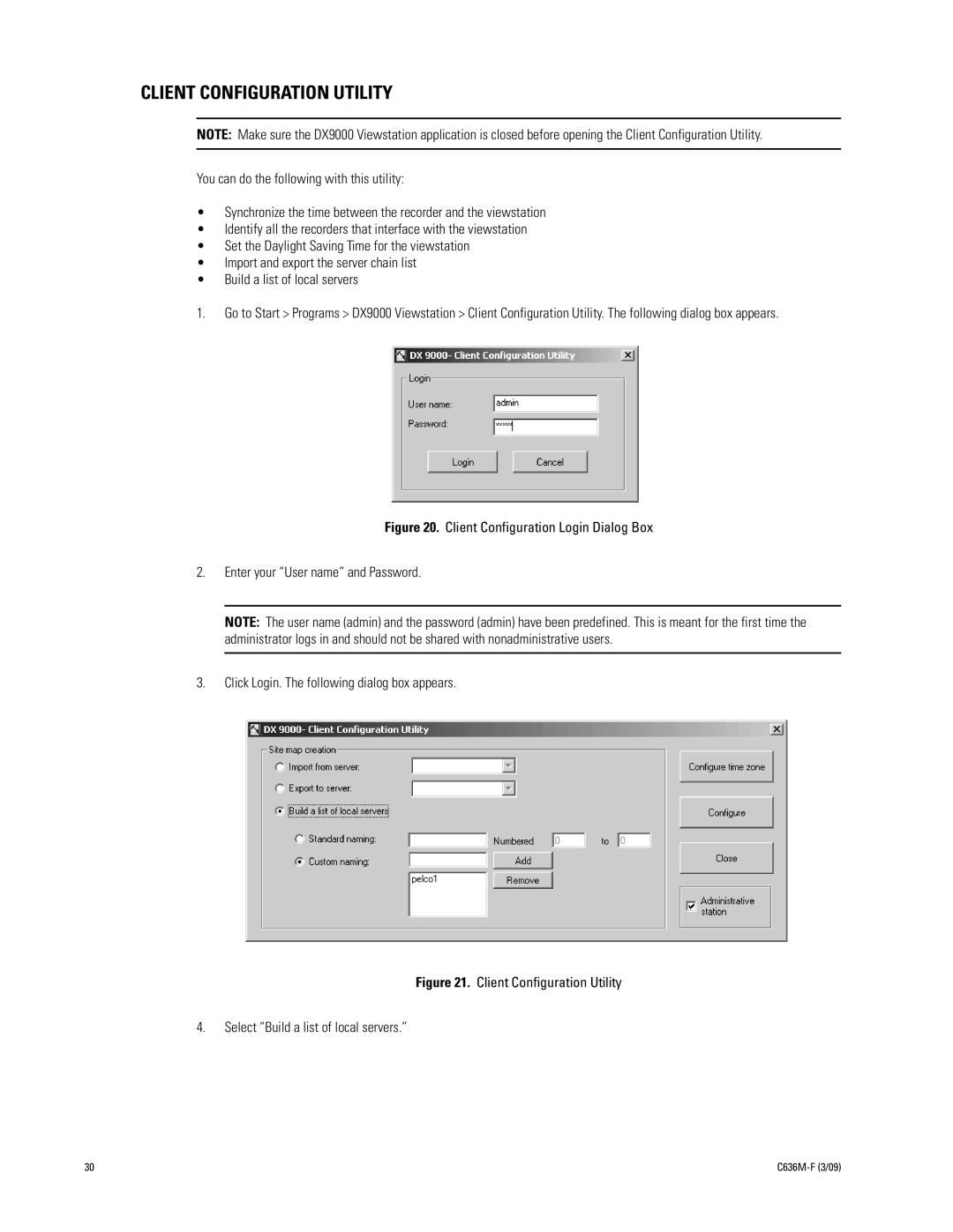 Pelco C636M-F manual Client Configuration Utility 