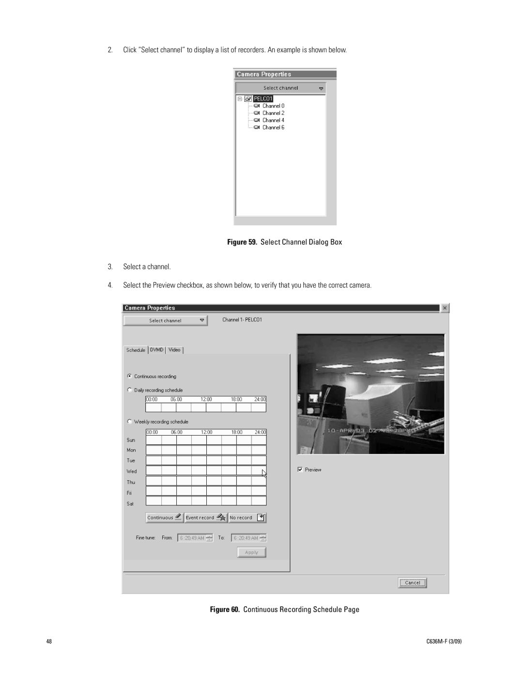 Pelco C636M-F manual Continuous Recording Schedule 