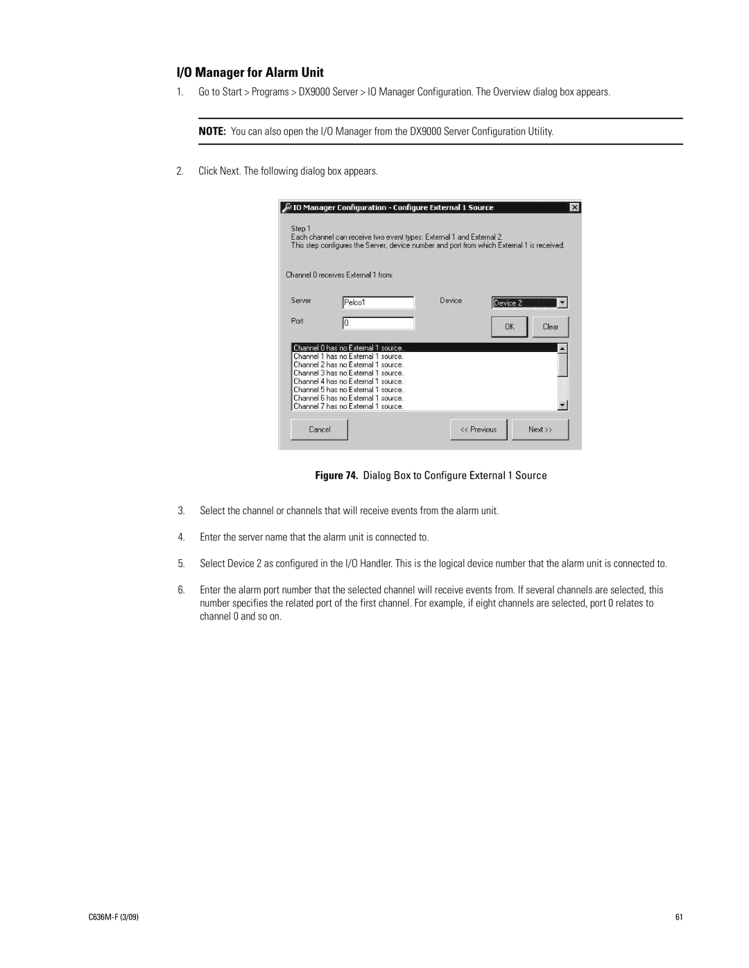 Pelco C636M-F manual Manager for Alarm Unit 