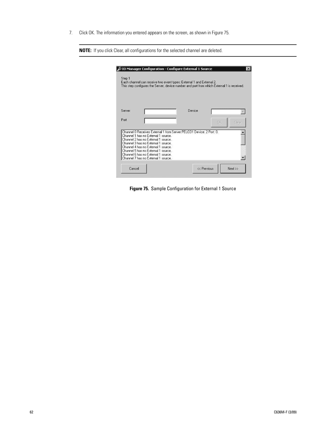 Pelco C636M-F manual Sample Configuration for External 1 Source 