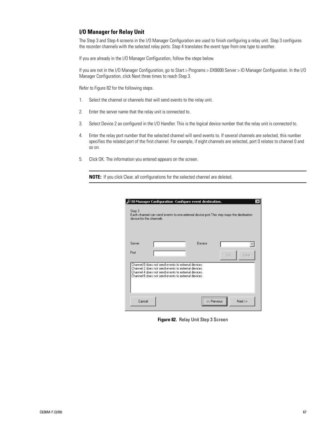 Pelco C636M-F manual Manager for Relay Unit 