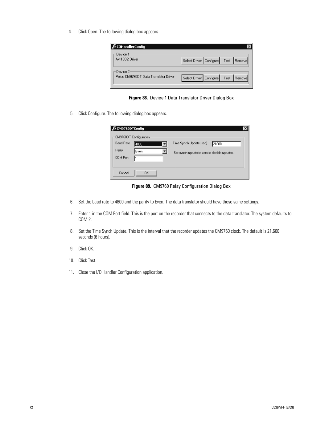 Pelco C636M-F manual Click Open. The following dialog box appears 